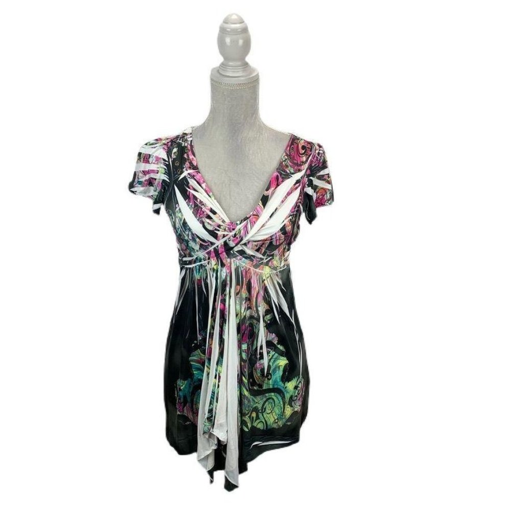 Boston Proper Draped Babydoll Top Grommets Twisted